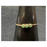 14K Yellow Gold Green Stone Ring