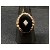 10K Gold Black Onyx Accent Ring