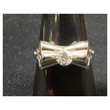 10K White Gold Bow and Diamond Ring