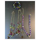 4 stoned/beaded necklaces