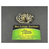 Vintage Sterling Silver Rhinestone Floral Brooch*