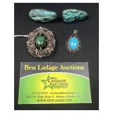 Sterling Silver Turquoise earrings & brooches
