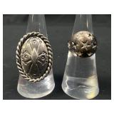 2 Sterling Silver Rings - E. Pias & Star Dome Ring
