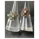 2 Sterling Silver Cluster rings