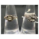 2 Sterling Silver cluster rings
