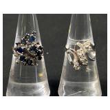 2 Sterling Silver Cluster rings