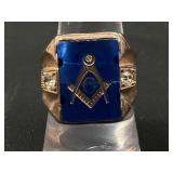 Vintage Masonic Ring with Blue Enamel Face
