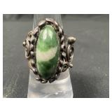Mexican Silver & Green Stone Ring