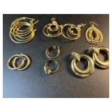 6 Sets of gold tone fashion earrings