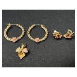 10k earrings and floral charm