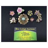 7 Floral Decorative Brooches / Pins