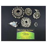 6 Rhinestone Decorative Brooches / Pins