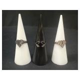 3 Sterling Silver Fashion rings