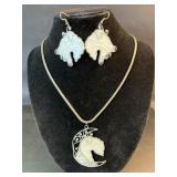 Crescent moon necklace & matching earrings
