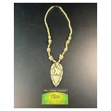 Carved Elephant Pendant Necklace