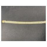 14K Two-Tone Gold Chevron Link Bracelet - 15.47g