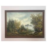 Framed Mountain Landscape Painting - Muller?