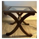 Glass Top X-Base Side Table