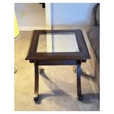 Glass Top X-Base Side Table
