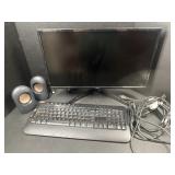 Onn monitor, speakers, and Microsoft keyboard