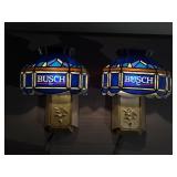 2 1985 Busch Beer Stained Glass Lighted Wall