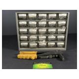 Rivet tool with rivets and storage drawers