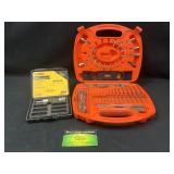 Black & Decker drill bit set and DeWalt drill