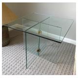 Modern Glass Side Table w/ Brass Detail