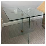 Modern Glass Side Table w/ Brass Detail