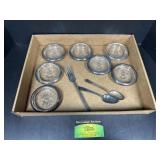 Silver plated, coasters, and silverware