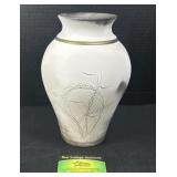 1992 Wanda Koch smoke fired pottery vase