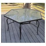 Hexagon Glass-top Outdoor Patio Table
