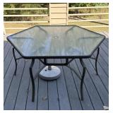 Hexagon Glass-top Outdoor Patio Table