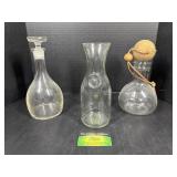 Glass Decanters and Milk Bottle