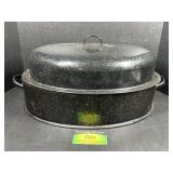 Savory black graniteware roaster
