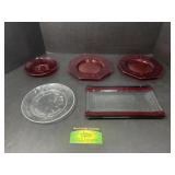 Red Colored Glass Plates and More