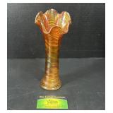 Marigold Carnival Glass Swing Vase