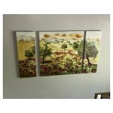 Triptych Landscape Painting - Signed Canvas