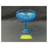 Aqua Blue Diamond Point Pedestal Bowl