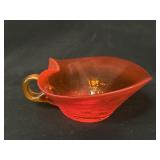 Cadmium Orange Cracked Glass Bowl with Handle
