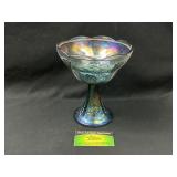 Carnival Glass Iridescent Pedestal Bowl