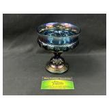Carnival Glass Iridescent Pedestal Bowl