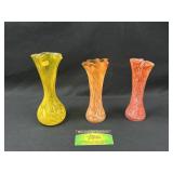 3 Swung Glass Vases