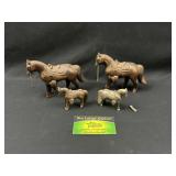 4 Small Brass Horse Statues