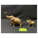 2 Small Brass Elephant Statues