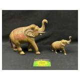 2 Brass Elephant Statues
