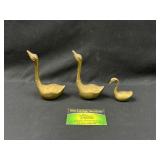 3 Brass Goose Statues