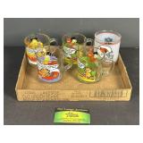 Character glasses and St louis cardinals glass
