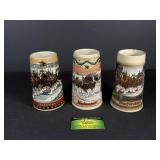 3 Budweiser Holiday Steins