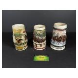 3 Budweiser Holiday Steins